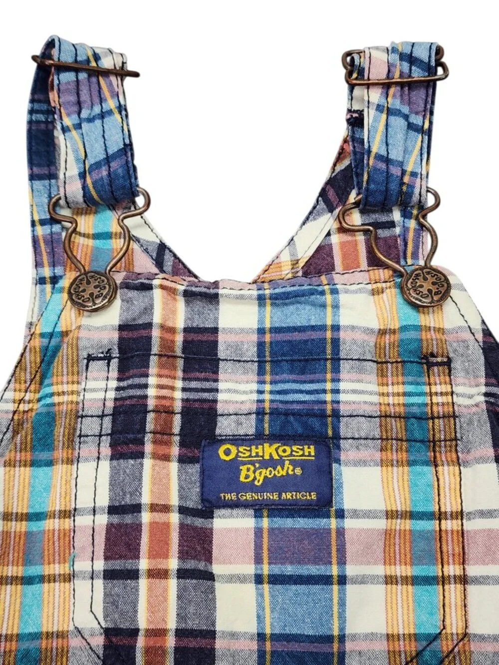 OshKosh B'Gosh Kids Shortalls Plaid Cargo Size 18M Cotton Vestbak